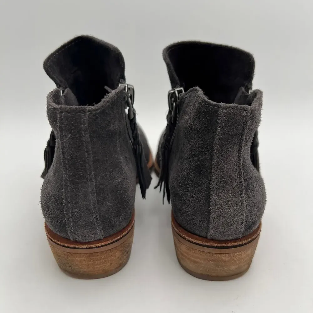 Dolce Vita Sutton Ankle Bootie Womens 8 Gray Suede Leather Dual Side Zip Shoe